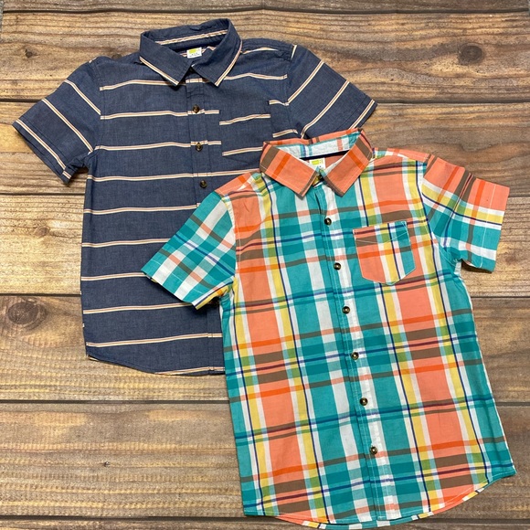 NWT Crazy 8 Boys Size 3T or 4T Orange Plaid Button-Up Shirt /& Shorts 2-PC SET